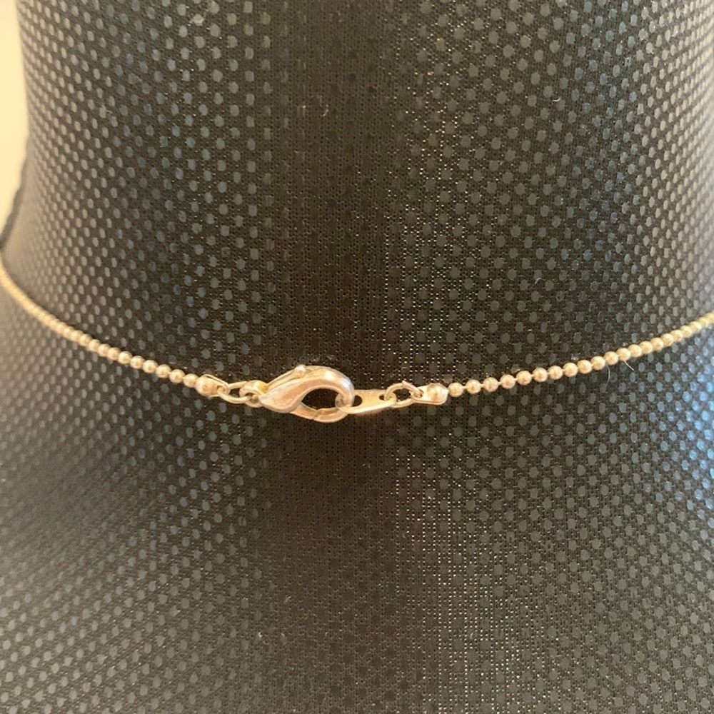 SILVER Tone Heart Necklace on Beaded Chain - Picture 4 of 5